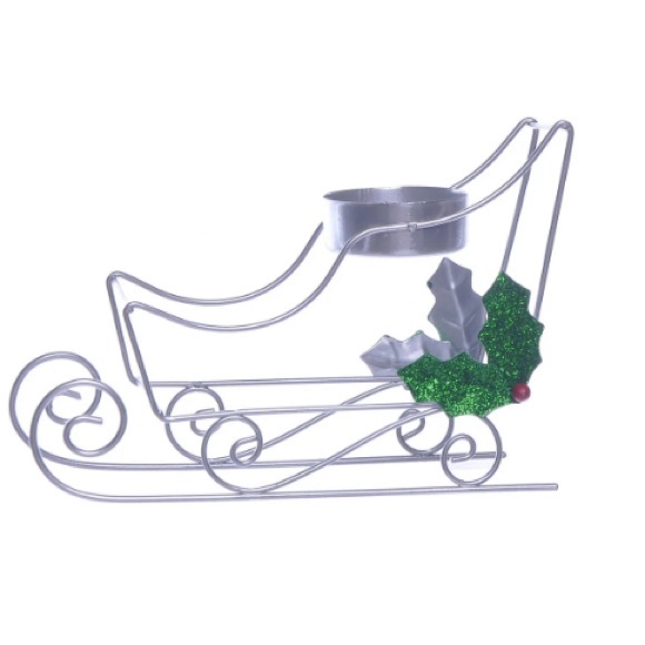 NWT Set of 2- Silver Metal Sleigh 🛷 Christmas Holiday Tealight Candle Holders - Picture 3 of 3